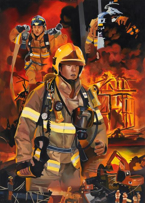 제3회 119문화상 대상 수상작인 '화마를 뚫고'(박나원作). <소방청 제공>